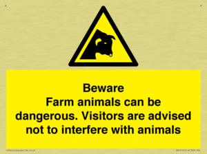 Beware Farm animals can be dangerous. Visitors are advised not to interfere with animals